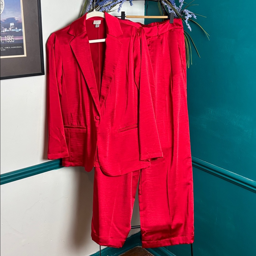 a new day Vibrant Red High-Waist Pleated Trousers - Picture 6 of 6